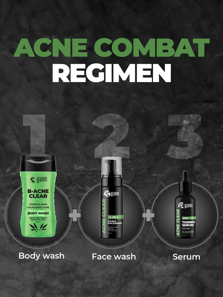 Beardo Acne Clear Foam Face Wash 100ml Pack of 1 | 3-in-1 Anti Acne Face Wash for Men with Salicylic Acid