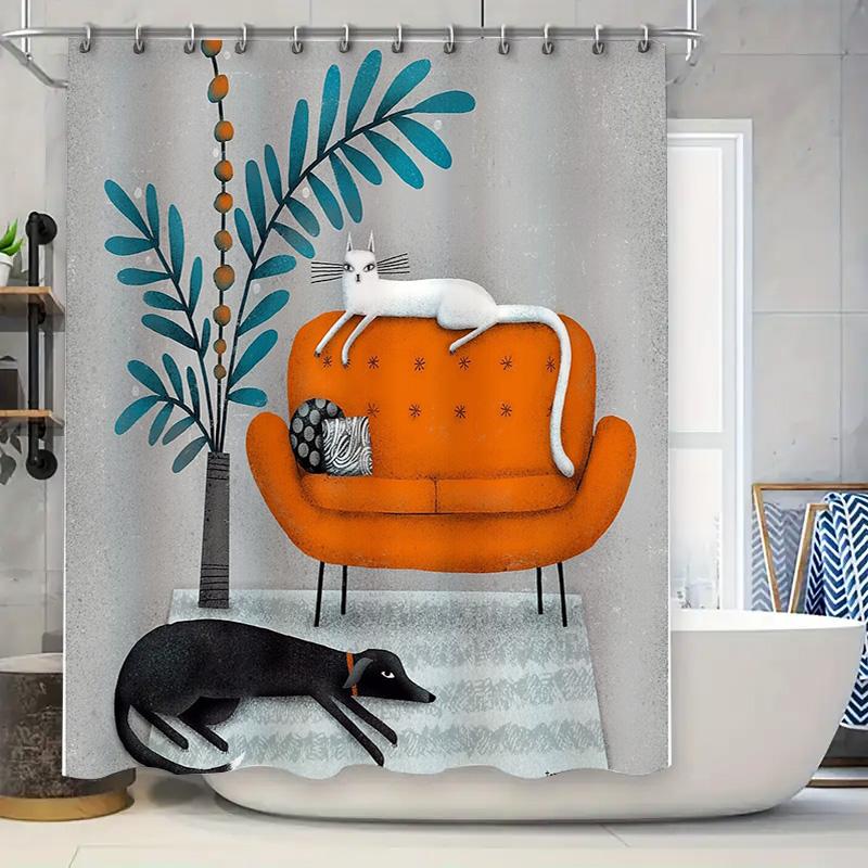 Современная шторка для душа с рисунком кошек, милый декор с котенком, водонепроницаемая вставка из ткани для ванной комнаты, винтажный домашний декор, художественное настенное панно