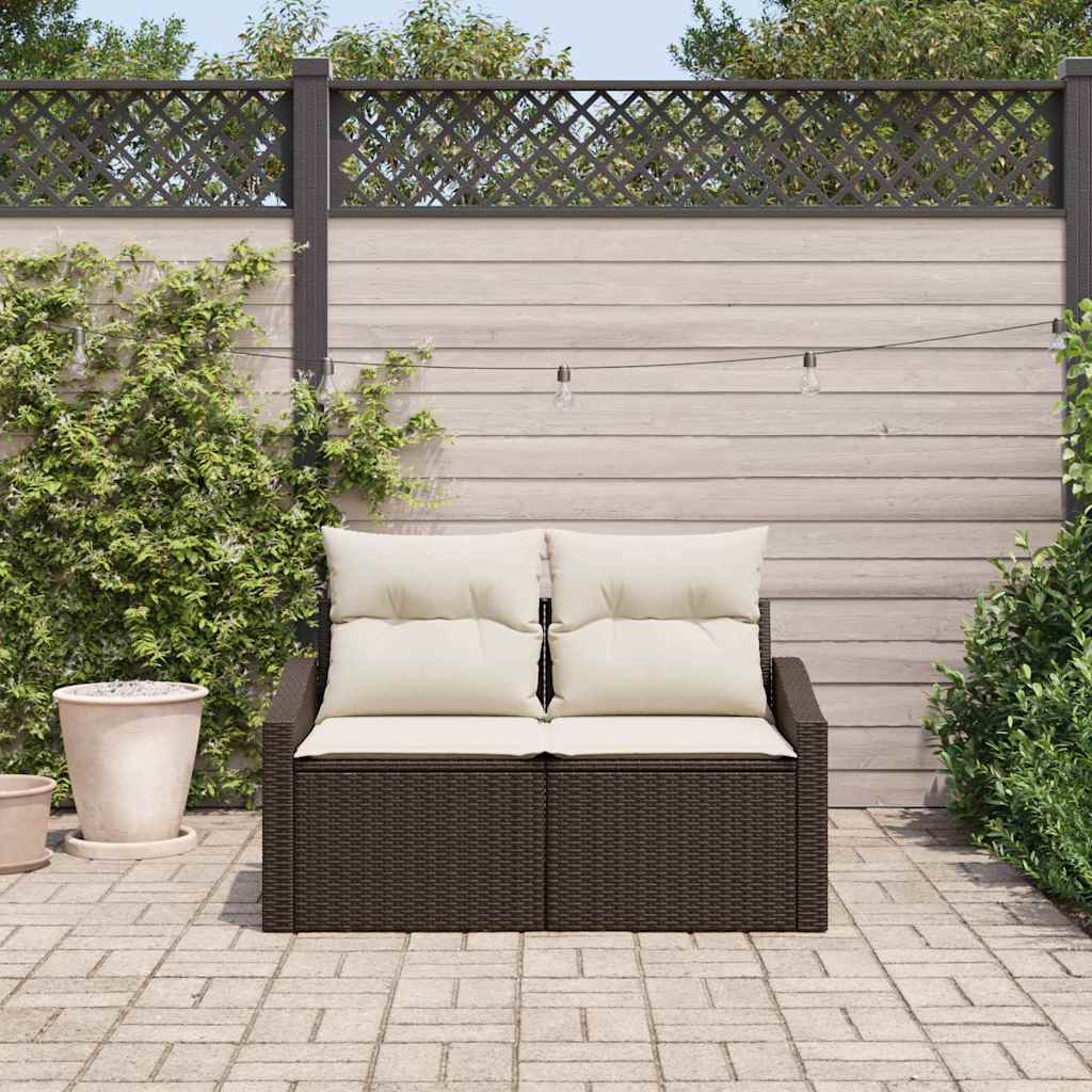Garden Sofa with Cushions 123 x 62 x 69 cm Poly Rattan
