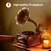 HOFEINZ Natural Wood Phonograph Pure Copper Horn Crafts Multi Record Radio RPM Player/Bluetooth4.2/USB/FM 33/45