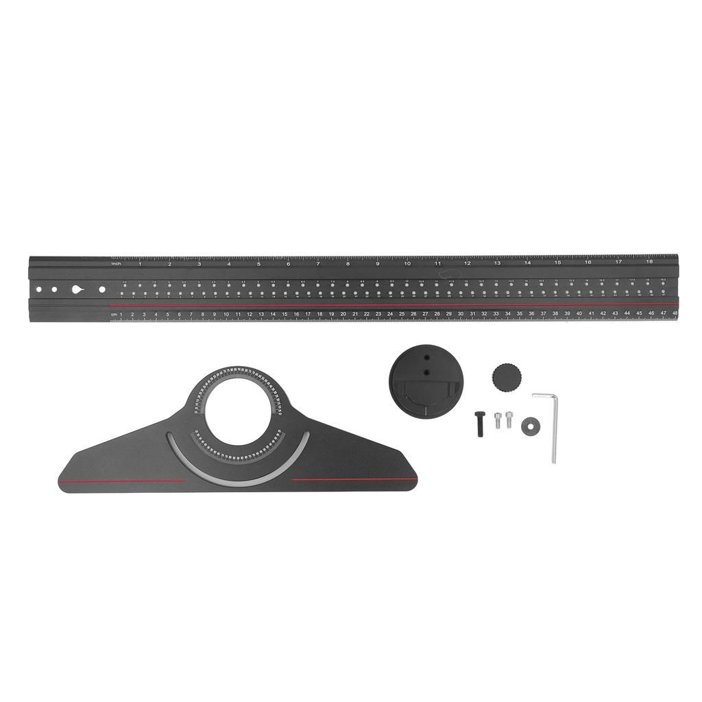 Woodworking T Ruler Aluminum Alloy Multifunctional Carpenter Scriber with Rotatable Angle Gauge