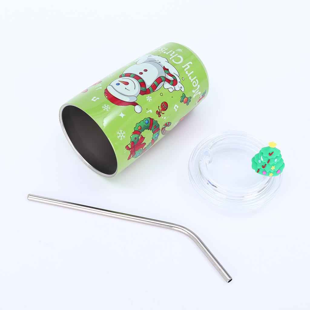 Набор кружек на рождественскую тематику 16 унций, небьющиеся металлические дорожные кружки с соломинками, идеальные подарки на Хэллоуин, День святого Валентина, Рождество