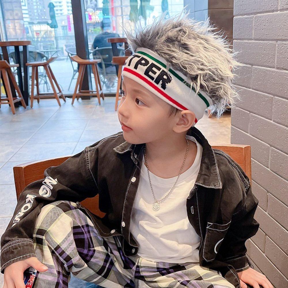 Вязаный детский парик шапка смешные волосы интегрированный головной убор модные шапки шапки дети