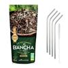 Organic Japanese Green Tea Bancha Hojicha 30 G + 4 Stainless Steel Straws