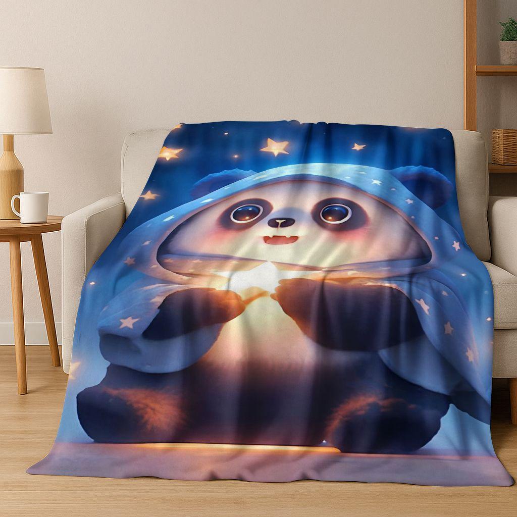 2026 New Dream Panda Cute Cartoon Art Flannel Blanket,Cozy Soft Throw Blanket for Home Bedroom Bed Sofa Picnic Cover Gift Kids