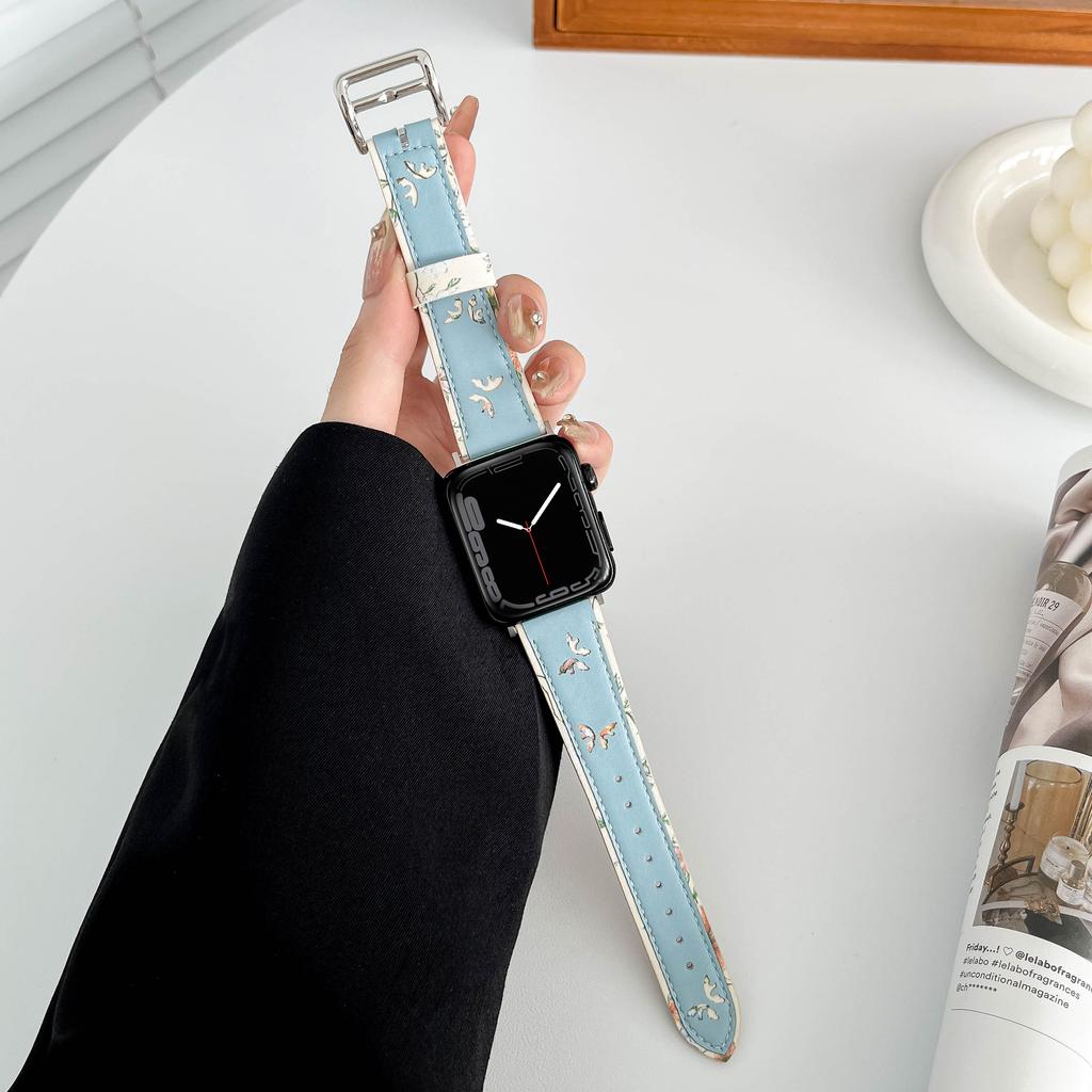 Кожаный ремешок для Apple Watch band 45мм 41мм 44мм 40мм 49мм 42мм Браслет-ремешок в стиле 'бабочка' iWatch Ultra 9 8 SE 7 6 5 4 3