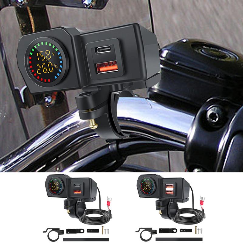 Автомобильное зарядное устройство USB, быстрая зарядка, розетка, двойная розетка на руль мотоцикла, для мотоциклов, грузовиков, автомобилей, автофургонов, внедорожников