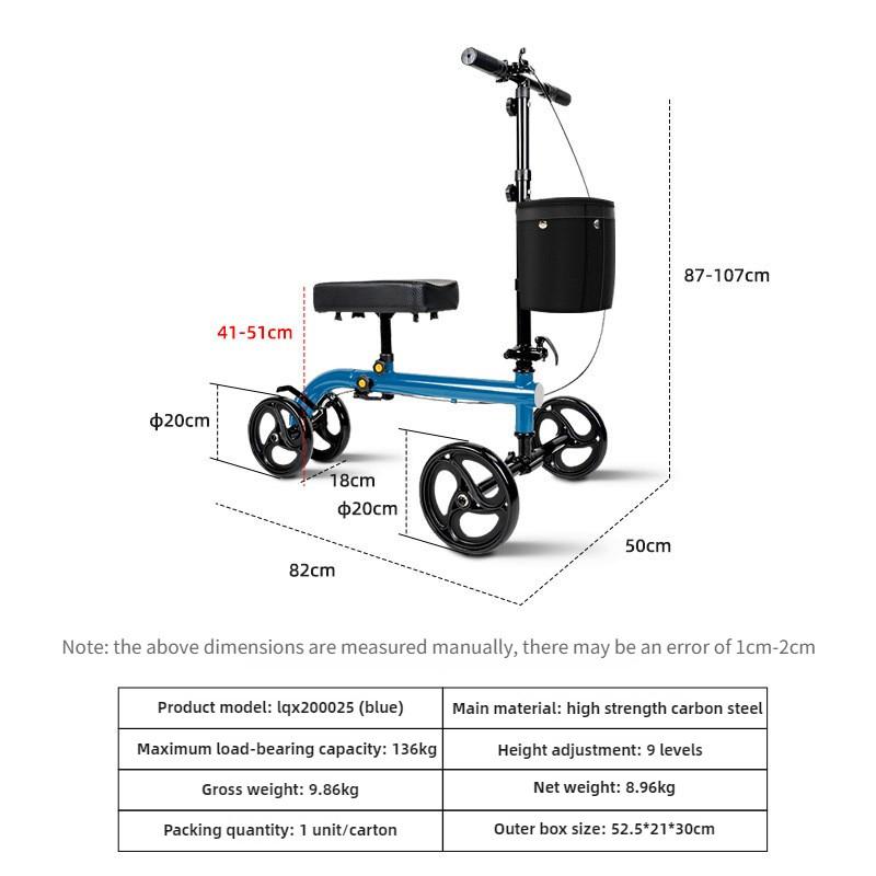 Elderly Four Wheel Knee Scooter Elderly Ankle Injuries Mobility Scooter Foldable Assistive Walking Cart