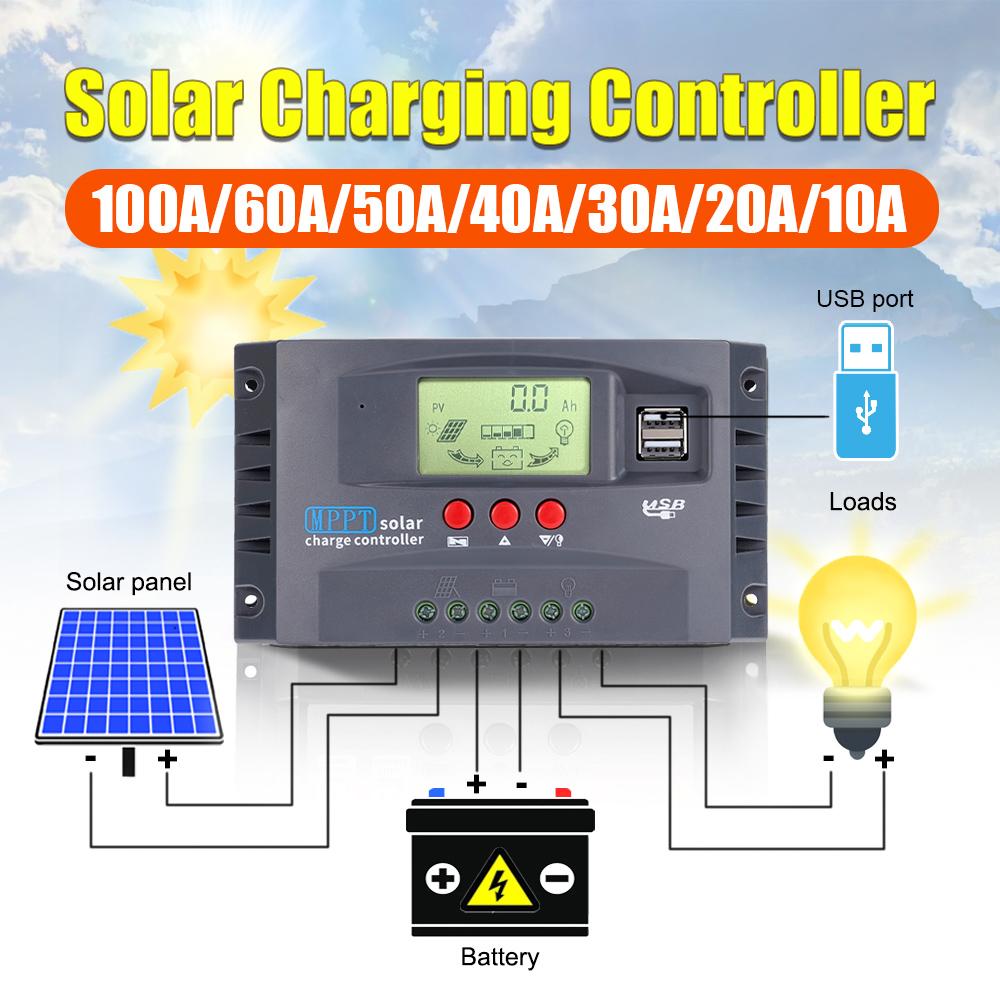 12V24V MPPT контроллер солнечной зарядки 50VDC фотоэлектрический регулятор цветной экран для Lifepo4 GEL свинцово-кислотный литиевый аккумулятор