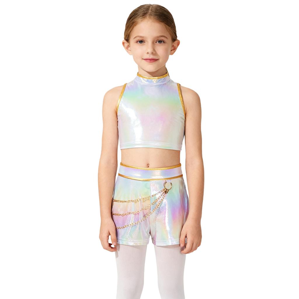 Костюм Демона Наряд Концертной Певицы Комплект Шорт для Хип-Хоп Танцев для Девочек Детей Одежда для Хэллоуинской Вечеринки