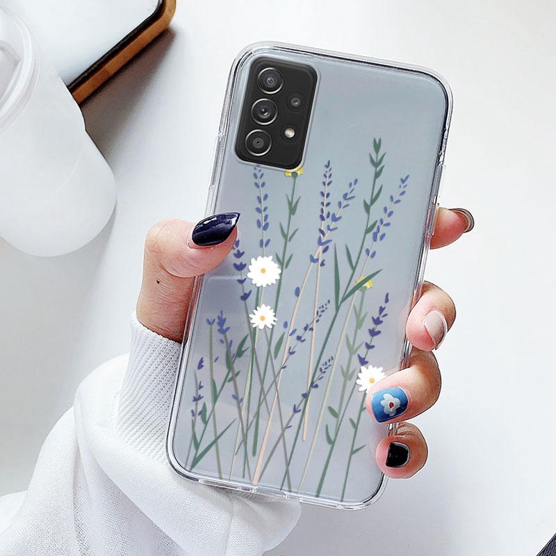 Чехол для телефона Samsung A52s A52 Цветочный силиконовый чехол для Samsung Galaxy A52 Fundas Coque Прозрачный мягкий Capas Цветочный TPU
