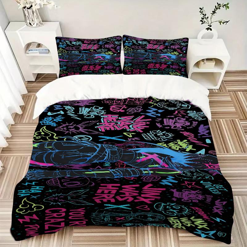 3Pcs Neon Graffiti Party Bedding Sets For All Sizes New 3D Printed Bed Cover Comforter Duvet Cover Pillowcase Bedroom Decoration