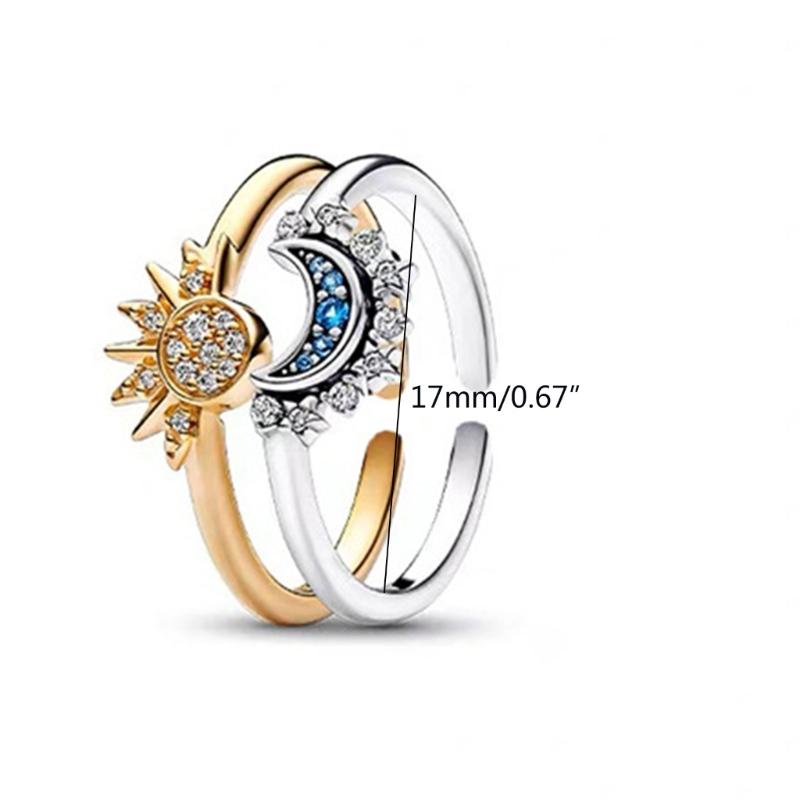1 Pair Minimalist Sun and Moon Couples Matching Band Rings Simple Open Ring Adjustable Ring Wedding Gift for Him Her