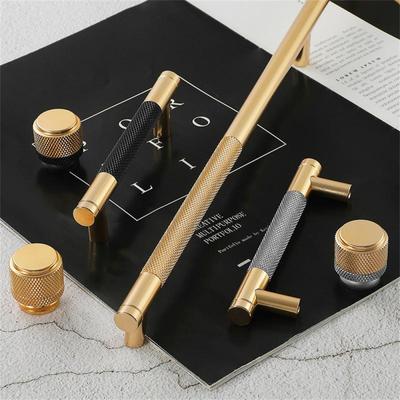 Nordic Light Luxury Gold Grey Black Ручки для шкафов и ящиков Длинные рифленые Т-образные ручки для мебельных дверных ручек