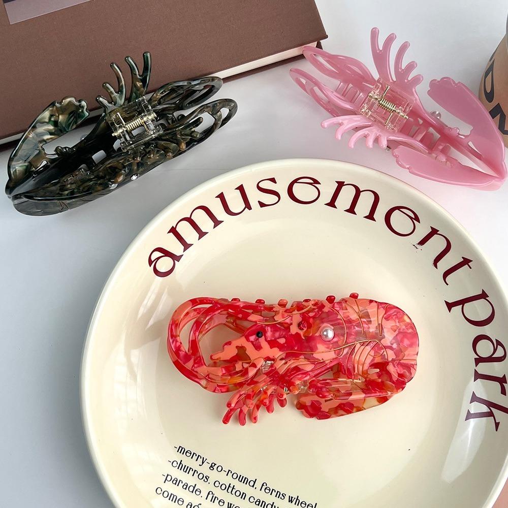 Ацетатный краб для волос с креветкой, дизайн «груша» со стразами, крабы-лобстеры для волос, зажим для захвата волос, для девочек