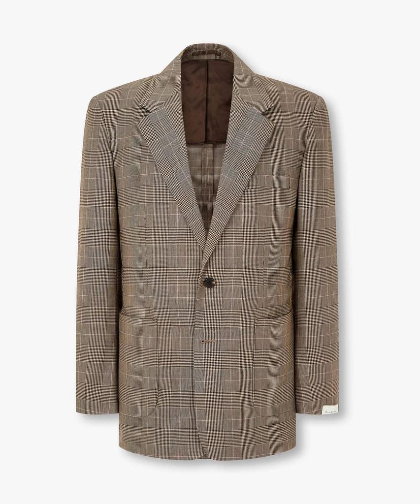 Man On The Boon Wool Blend Check Jacket_Brown 4716102006