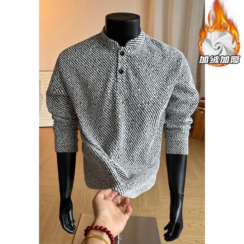 Американский ретро свитер из шенильного флиса мужской осенне-зимний cleanfit твиловая базовая рубашка с маленьким ароматом рубашка Генри