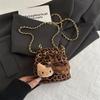 Leopard Print Cat Crossbody Bag for Girls - Cartoon Chain Shoulder Bag & Coin Purse, Autumn/Winter Style