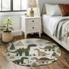 Round Cute Dinosaur Print Rug Non-slip Floor Mat for Kids Room Bedroom Playroom Home Decoration
