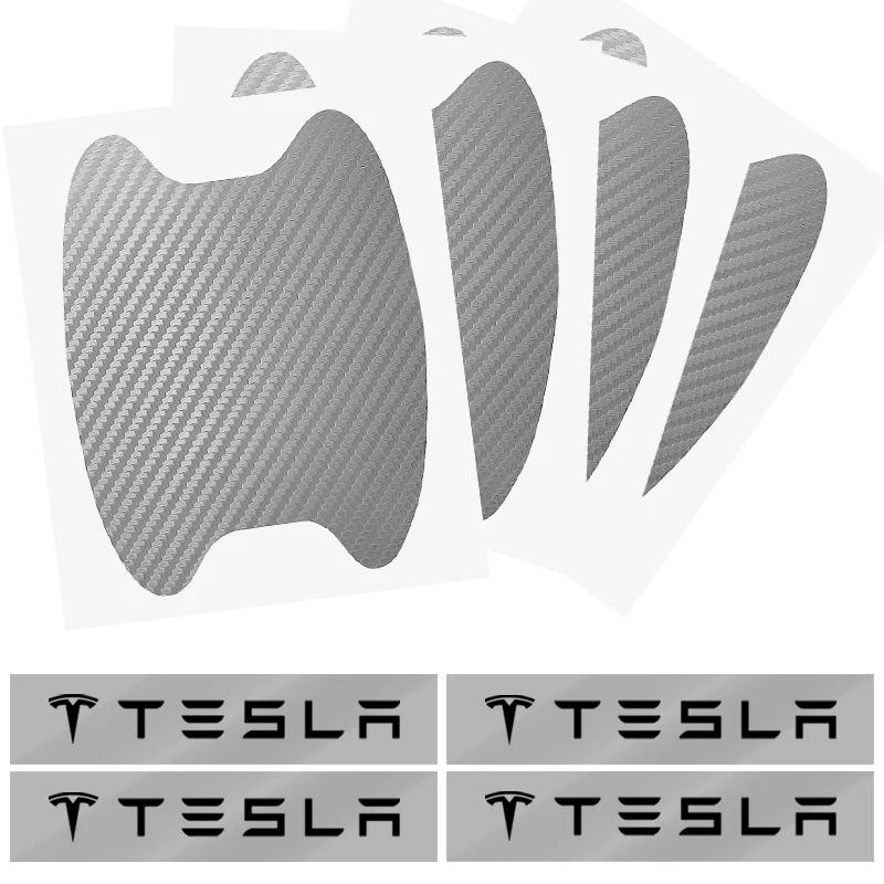bfxhr7 8Pcs Car Door Bowl Handle Protector Stickers Anti-scratch Film for Tesla Juguete Coil 4 Model 3 2022 Y X S Cc3 Car Accessories