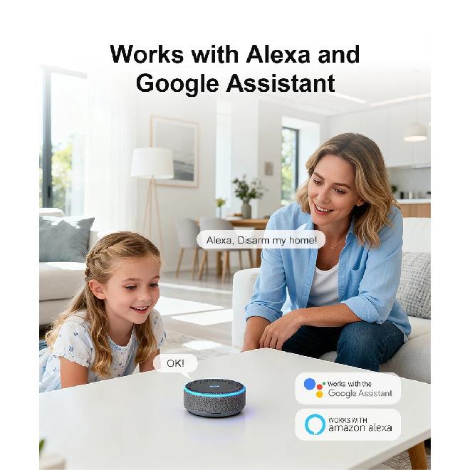 PGST 2.4G WiFi Home Security Alarm System Works with Tuya Smart Life APP 433MHz Outdoor Solar Siren Burglar Alarm Support Alexa