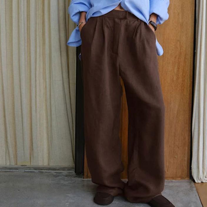 GMXIA Cotton Linen Trousers Summer New Female Temperament Commuter Straight Casual Dragging Trousers Cotton Linen Trousers