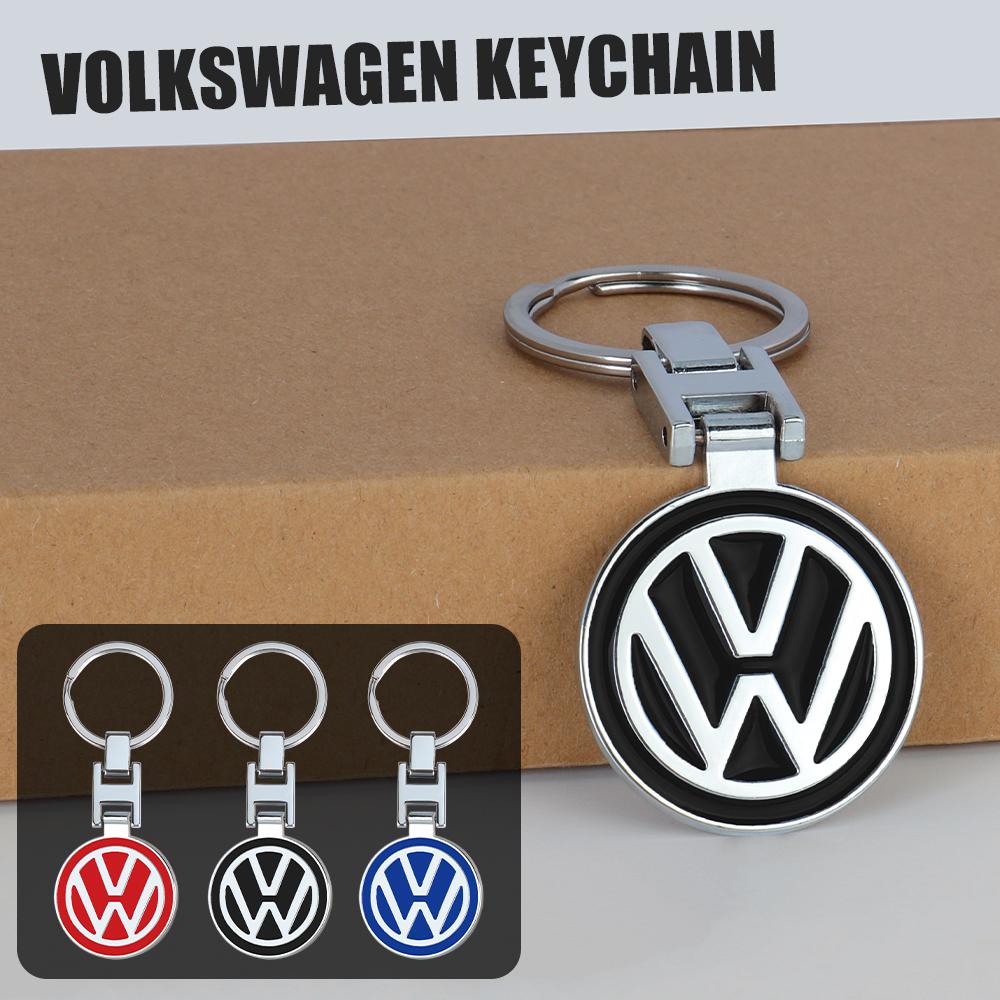 Metal/Leather Car Key Ring Braided Rope Key Case Key Chain valve cap for Volkswagen VW RLine GTI R Touareg Polo Jetta MK8 Passat ze4