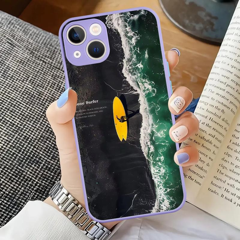 INS Чехол для мобильного телефона 'Одинокий серфер' Для iPhone 16 15 11 12 14 13 Pro Max Mini X Xs XSMax XR 7 8 Plus SE4 16e Силиконовые чехлы Fundas