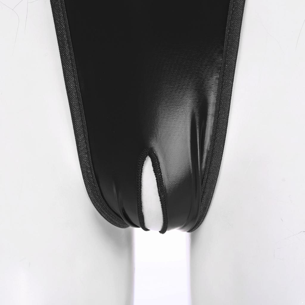 Женский боди с высоким вырезом из лакированной кожи, мокрый вид, без спинки, без рукавов, трико