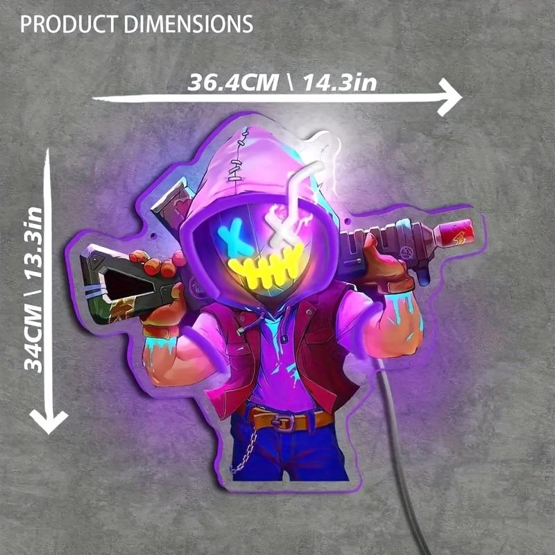 Неоновое светодиодное настенное искусство - УФ-печать, многоцветный пластик, управление переключателем, настенное крепление, питание от USB, без батареи, долговечное для декора игровой комнаты и бара