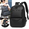 Cross-Border PU Leather Solid Color Minimalist Backpack with Multi-layer Pockets, Large Capacity for 15.6-inch Laptops