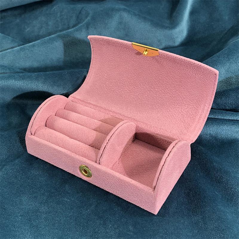 Velvet Portable Jewelry Storage Box Travel Ring Earrings Necklace Jewelry Organizer Display Case Arched Jewelry Packaging Box
