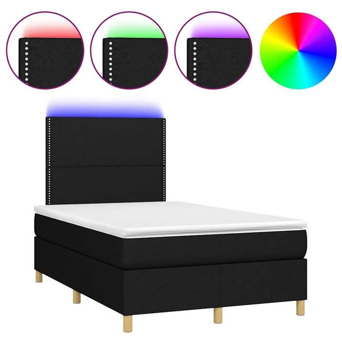 Maison Exclusive - Sommier à lattes de lit matelas et LED noir 120x190 cm tissu