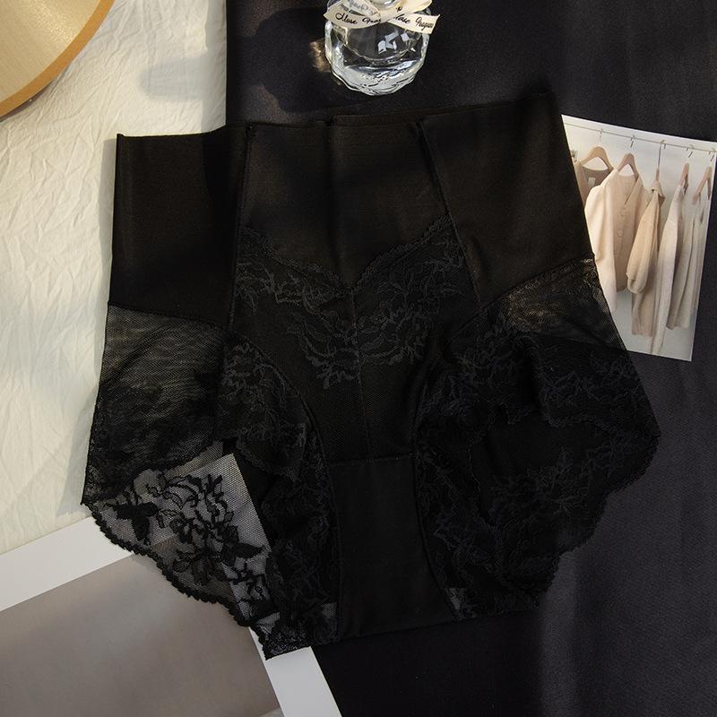 Women's High Waist Lace Trim Tummy Control Panties - Sexy, Comfortable, Breathable Cotton Crotch Triangle Design