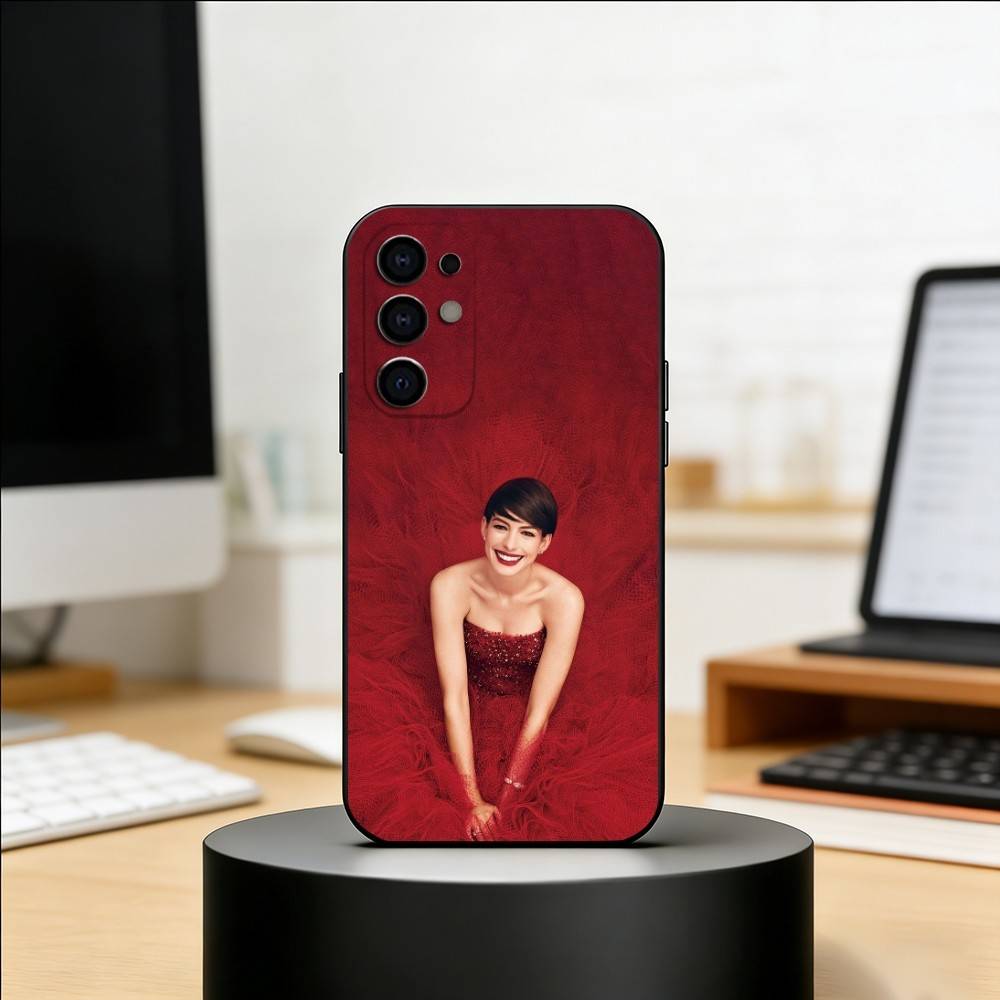 Чехол для телефона с изображением актрисы Энн Хэтэуэй Для Samsung S25,S24,S21,S22,S23,S30,Ultra,S20,Plus,Fe, Мягкий силиконовый черный чехол