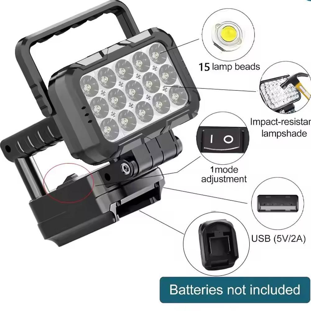 for Makita 18V Battery LED Work Light With USB Port 3 Inch Portable Flashlight Flood Lights Cordless Outdoor Tool Lamp BL1830