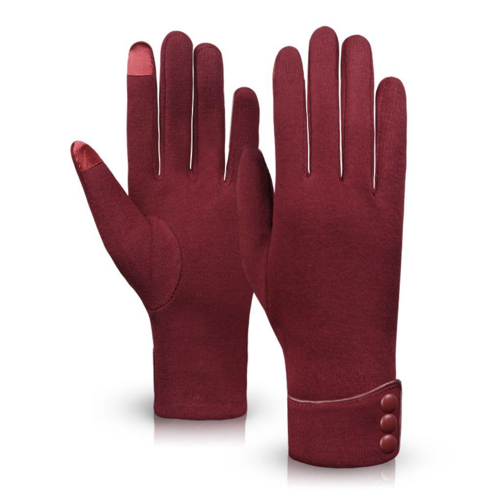 Simple Velvet Gloves Five Finger Cycling Driving Gloves Full Finger Mittens  Girls