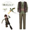 Фильм Дракон Иккинг Косплей Костюм Парик Зеленая Футболка Штаны Коричневый Жилет Комплект Хэллоуин Взрослый Мультяшный Дракон Тренировка Косплей