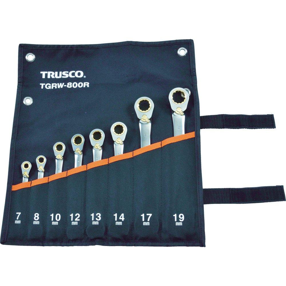 TRUSCO Switchable Ratchet Combination Wrench Set (Standard), Silver, 8-Piece Set, TGRW-800R