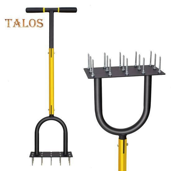 Аэратор для газона Аэратор с 15 зубьями и длинной Т-образной ручкой, мощный инструмент для аэрации, эффективное рыхление почвы, уход за травой и обслуживание газона