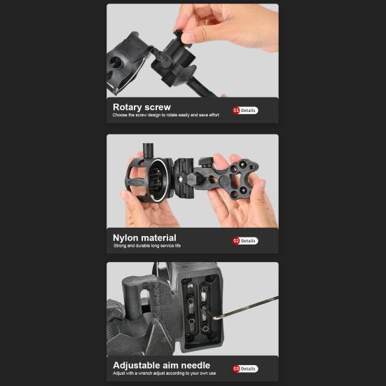 5-контактный прицел для лука, регулируемый прицел для охоты и стрельбы из лука, спортивное снаряжение для стрельбы из лука без инструментов, прицел для лука