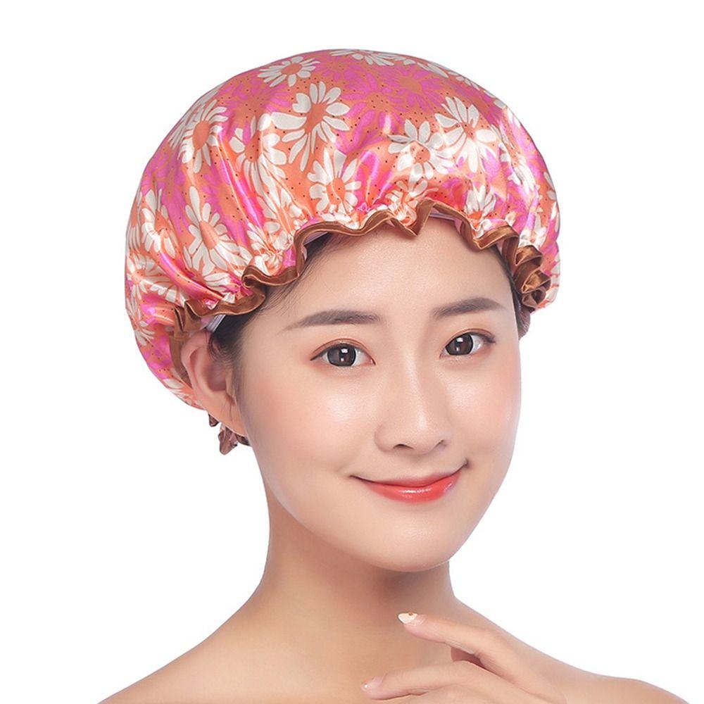 Breathable Waterproof Shower Caps Thickened Printing Drying Hair Cover Universal Bath Hat
