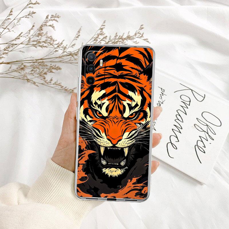 Animal Tiger lion Transparent Phone Case for Samsung Galaxy A04 A04S A14 A23 A34 A54 M23 M33 M52 M53