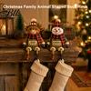 Winter Holiday Room Decor Christmas Stocking Holder, Mantel Resin Sitting Leg Hook, Mantle Hooks Festive Character Ornament for Home Fireplace Display