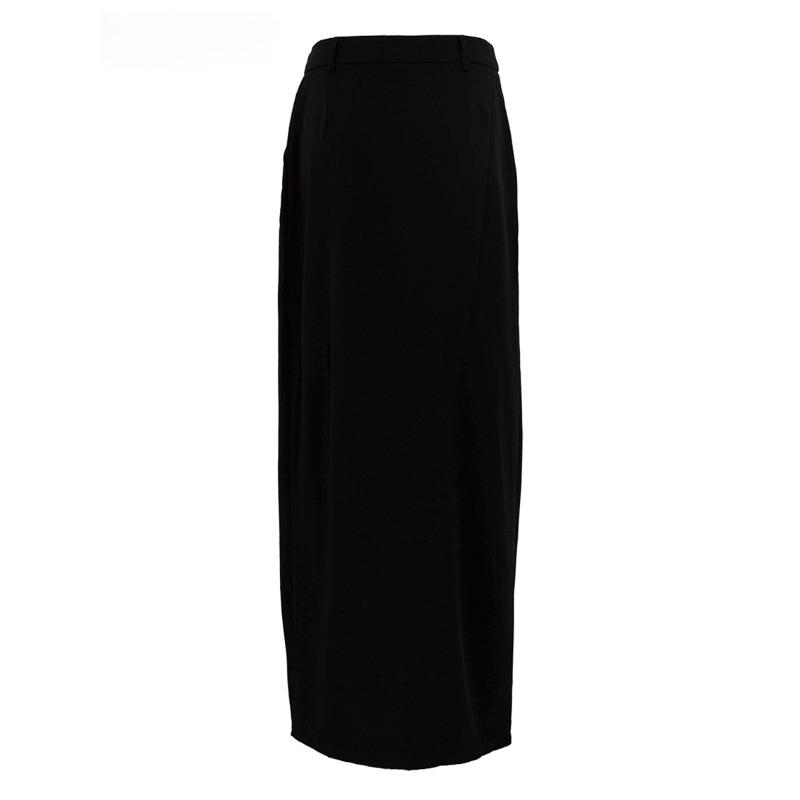 Fashion Black Office Skirts For Women Elegant High Waist Slit Long Skirt Casual Chic Female Skirt
