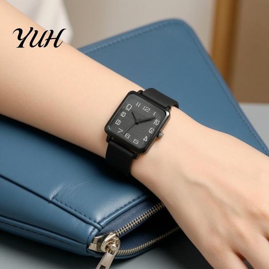Lady Casual Watch Square Dial Quartz for Women, Silicone Strap Wristwatch with Strap, Accurate Lightweight Wristwatch, Fashion Accessory Precise