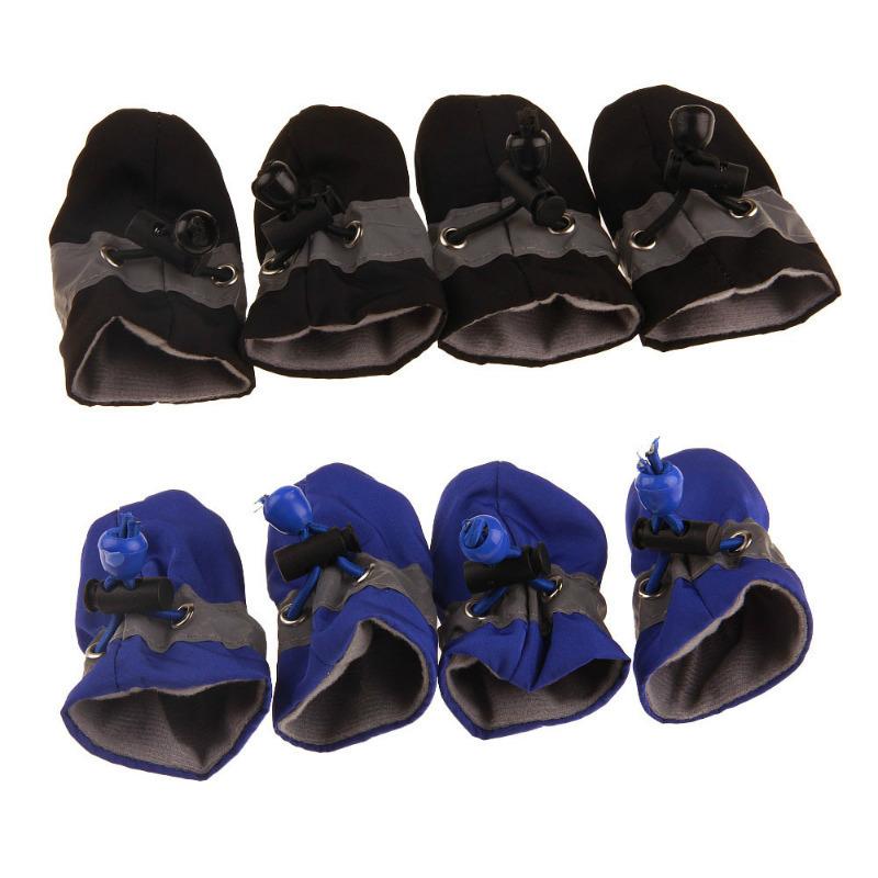 4 шт. обувь для собак, уличные противоскользящие водонепроницаемые резиновые сапоги, зимние носки для щенков, теплые мягкие дышащие туфли, аксессуары для домашних животных