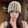 Sweet Crochet Hollow Knitted Hat Beads Tassels Weave Cap Casual Ethnic Style Hat  Outdoor