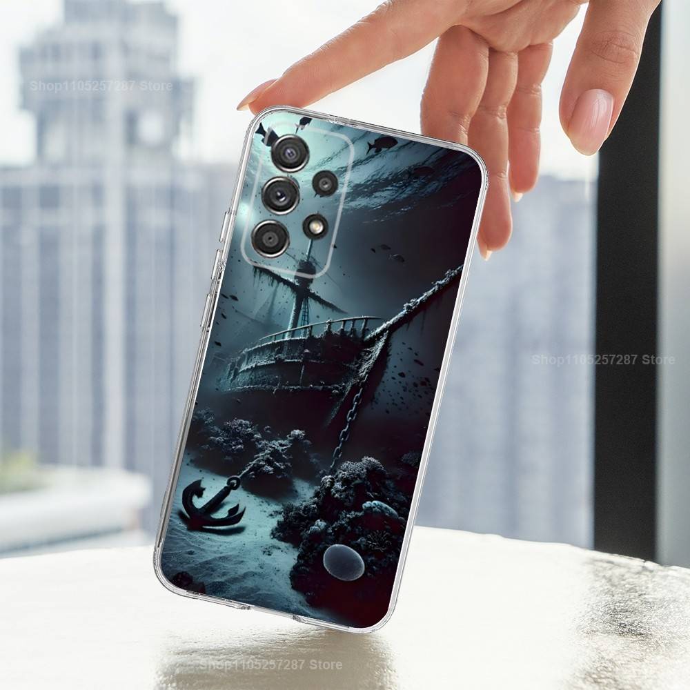 Чехол-штурвал с якорем для Samsung A51,30,71,S9,Ultra,Lite,S22,21,PIus,10,20,FE,23, Прозрачный, Силиконовый