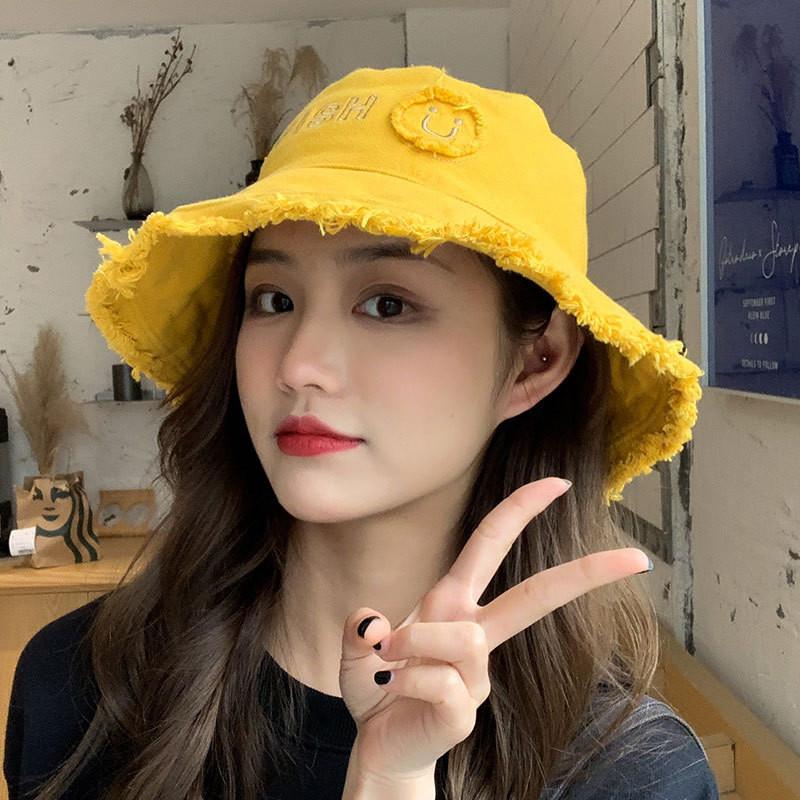 Fashionable Summer Women's Sun Hat With Large Brim And Smiley Face Embroidery For Sun Protection